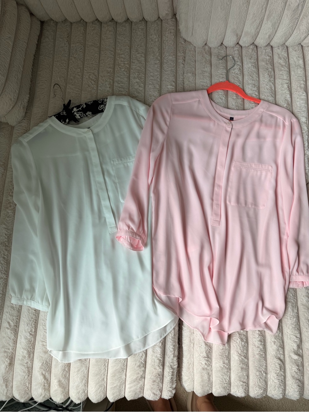 NYDJ Women’s 3/4 Sleeve Chiffon Blouse Bundle in Pink and White